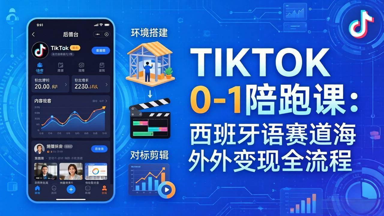 （17908期）TIKTOK 0-1 陪跑课：从环境搭建到刷对标剪辑，西班牙语赛道海外变现全流程-三月轻创