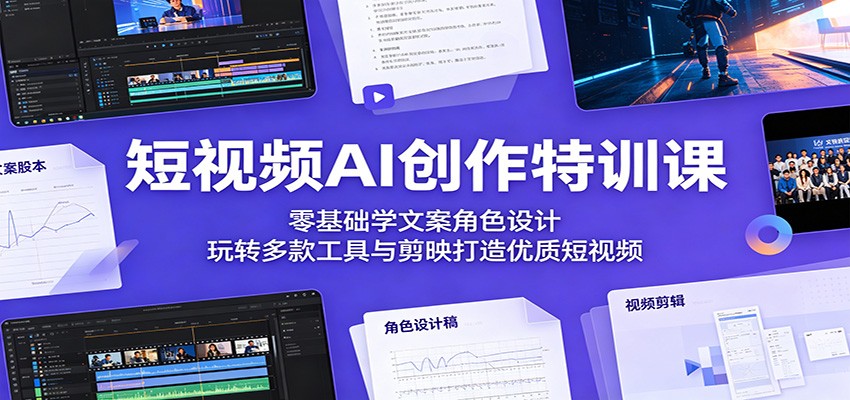短视频AI创作特训课:零基础学文案角色设计,玩转多款工具与剪映打造优质短视频-三月轻创
