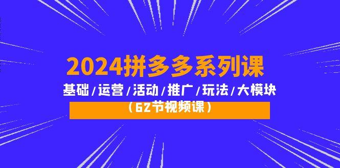 (10019期)2024拼多多系列课：基础/运营/活动/推广/玩法/大模块(62节视频课)-三月轻创