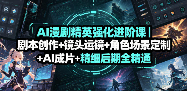 AI漫剧精英强化进阶课|剧本创作+镜头运镜+角色场景定制+AI成片+精细后期全精通-三月轻创