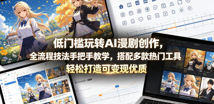 低门槛玩转AI漫剧创作,全流程技法手把手教学,搭配多款热门工具,轻松打造可变现优质作品-三月轻创