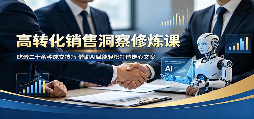 高转化销售洞察修炼课:吃透二十余种成交技巧,借助AI赋能轻松打造走心文案-三月轻创