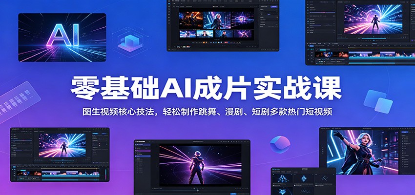 零基础AI成片实战课：图生视频核心技法，轻松制作跳舞、漫剧、短剧多款热门短视频-三月轻创