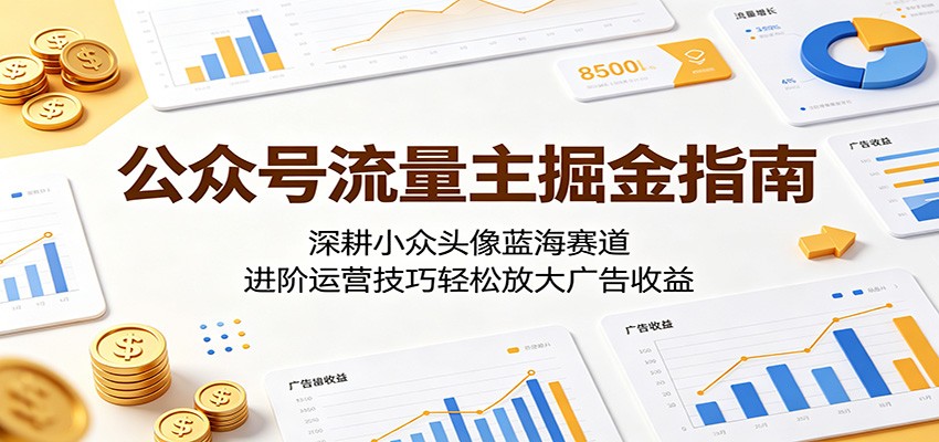 公众号流量主掘金指南：深耕小众头像蓝海赛道，进阶运营技巧轻松放大广告收益-三月轻创