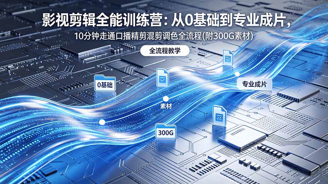 (18664期)2026影视剪辑全能实战课|0基础到专业成片,全流程教学,高清带300G素材-三月轻创