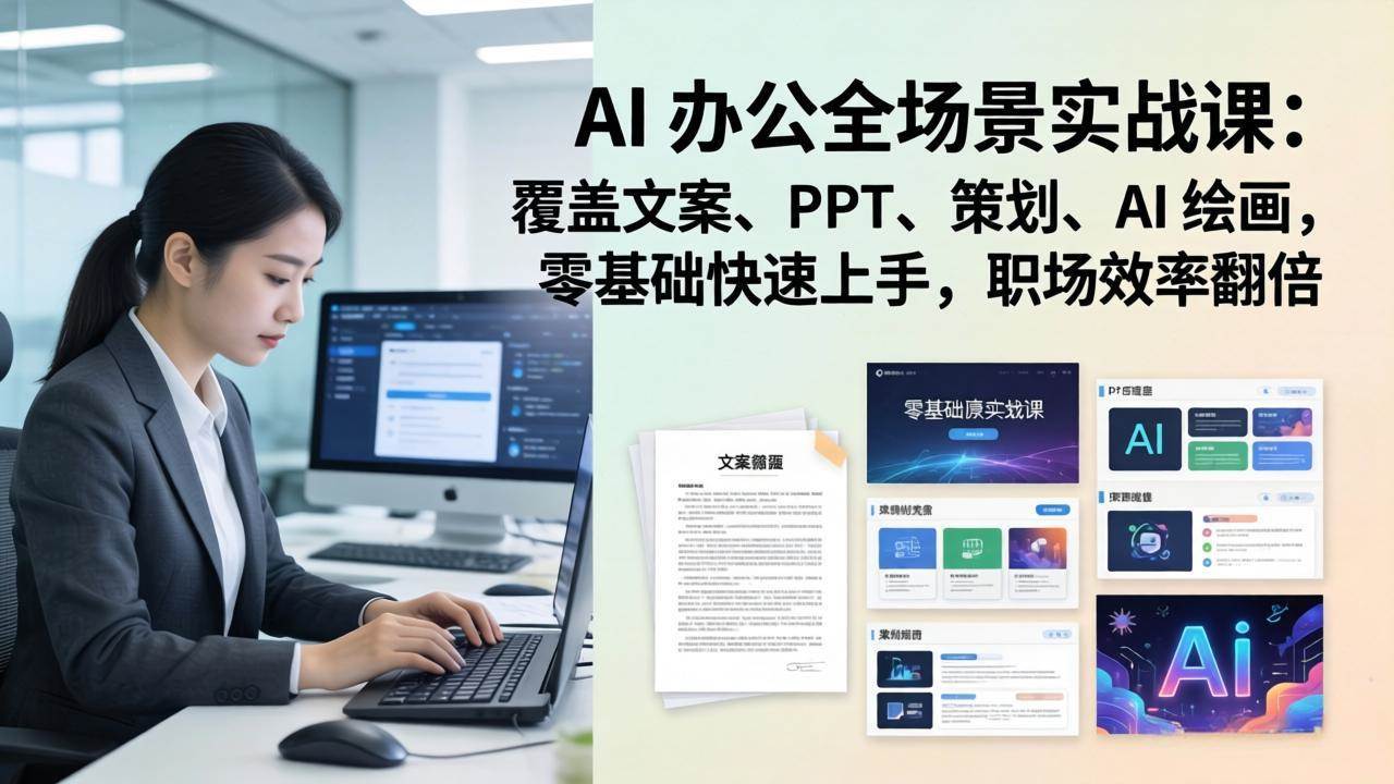 （17732期） AI 办公全场景实战课：覆盖文案、PPT、策划、AI 绘画，零基础快速上手，职场效率翻倍-三月轻创