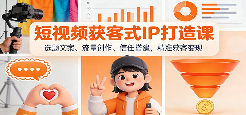 短视频获客式IP打造课：选题文案、流量创作、信任搭建，精准获客变现-三月轻创