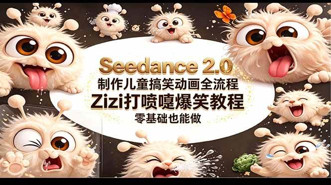 （18211期）Seedance 2.0 制作儿童搞笑动画全流程Zizi打喷嚏爆笑教程｜零基础也能做-三月轻创