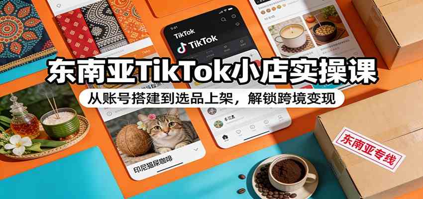 东南亚TikTok小店实操课：从账号搭建到选品上架，解锁跨境变现-三月轻创