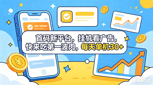 首码新平台,挂G自动看广告,快来吃第一波肉,每天单机30+,可矩阵放大【揭秘】-三月轻创