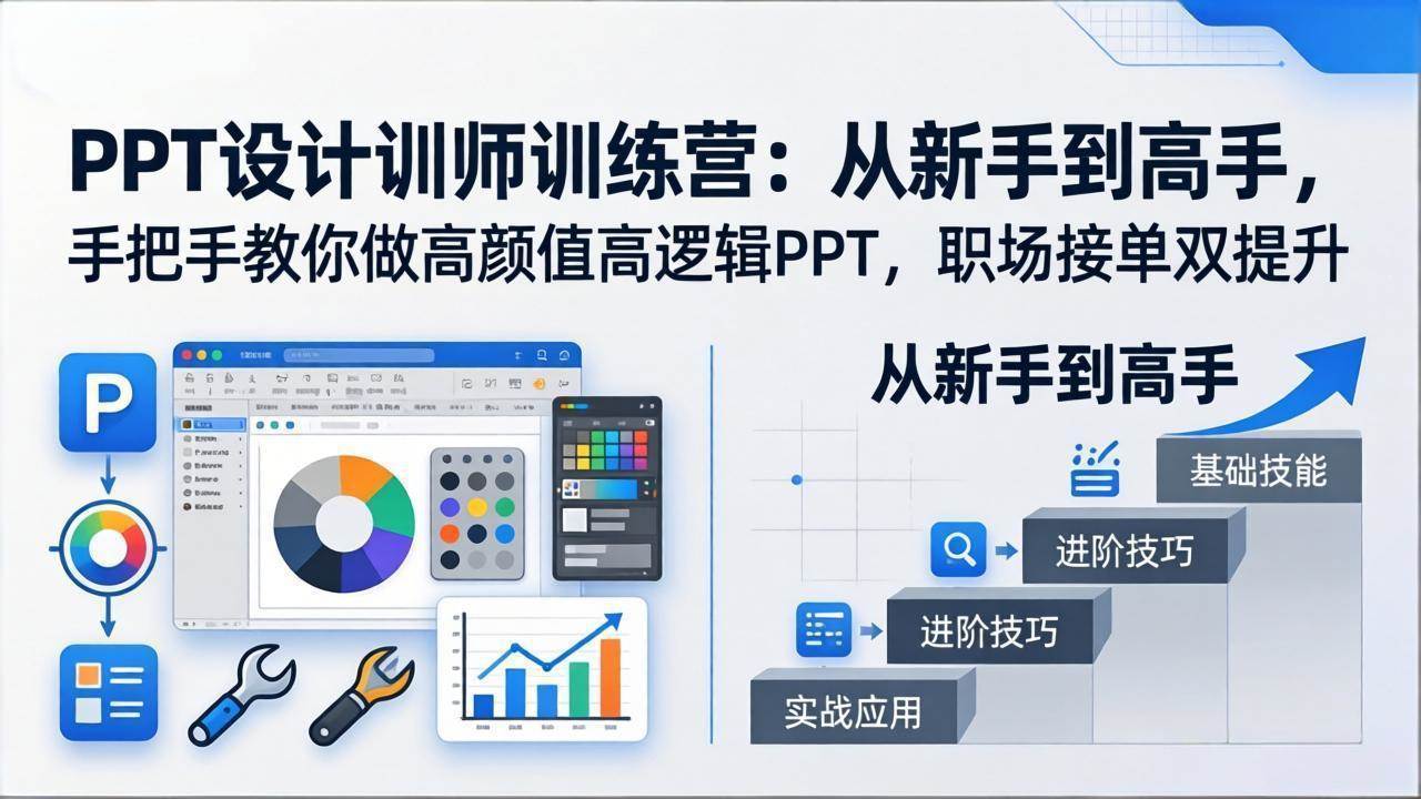 （17886期）PPT设计训师训练营：从新手到高手，手把手教你做高颜值高逻辑PPT，职场接单双提升-三月轻创