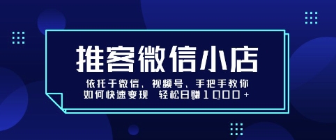 推客微信小店依托于微信、视频号，手把手教你如何快速变现 轻松日入1k+【揭秘】-三月轻创