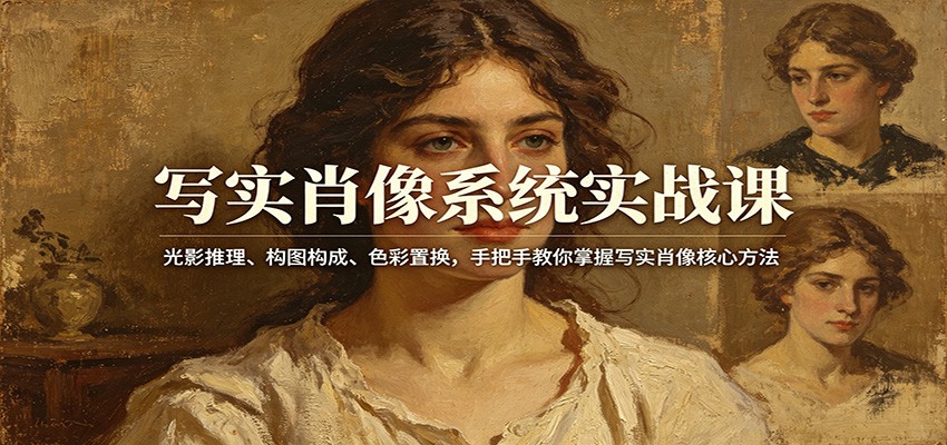 写实肖像系统实战课：光影推理、构图构成、色彩置换，手把手教你掌握写实肖像核心方法-三月轻创