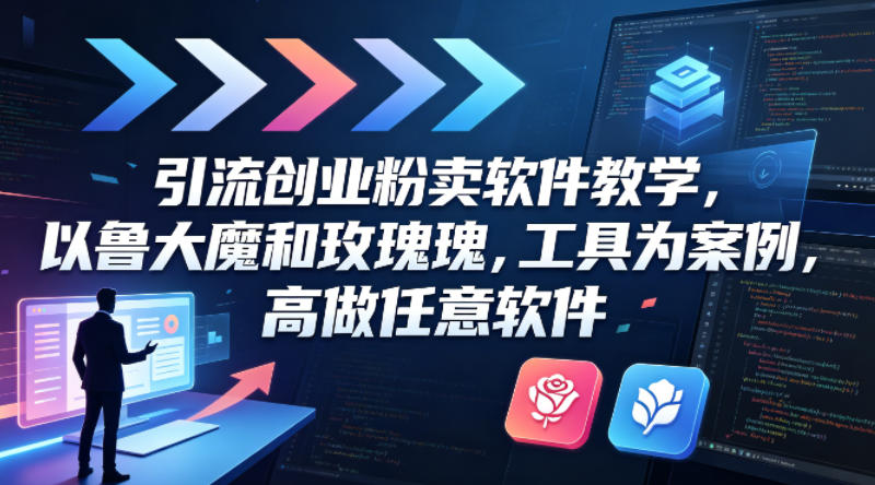 引流创业粉卖软件教学，以鲁大魔和玫瑰工具为案例，可做任意软件-三月轻创