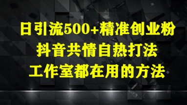 日引流500+精准创业粉，抖音共情自热打法，工作室都在用的方法-三月轻创