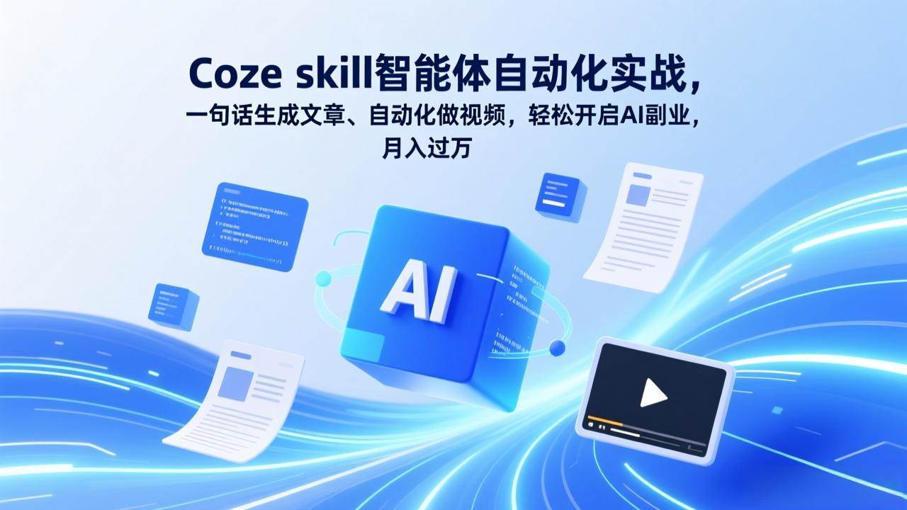 （17399期）Coze skill智能体自动化实战，一句话生成文章、自动化做视频，轻松开启AI副业，月入过万-三月轻创