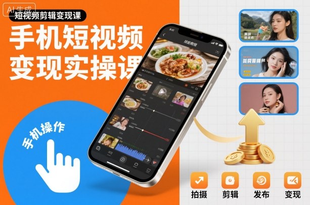 手机短视频变现实操课，短视频剪辑变现课-三月轻创