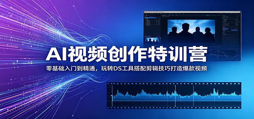 AI视频创作特训营：零基础入门到精通，玩转DS工具搭配剪辑技巧打造爆款视频-三月轻创