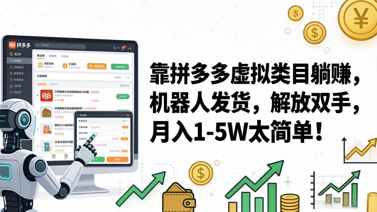 （17797期）靠拼多多虚拟类目躺赚，机器人发货，解放双手，月入 1‑5W 太简单！-三月轻创