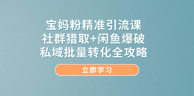 （14820期）宝妈粉精准引流课，社群猎取+闲鱼爆破，私域批量转化全攻略-三月轻创