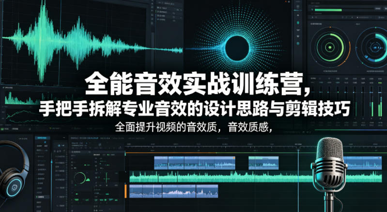 全能音效实战训练营，手把手拆解专业音效的设计思路与剪辑技巧，全面提升视频的音效质感-三月轻创