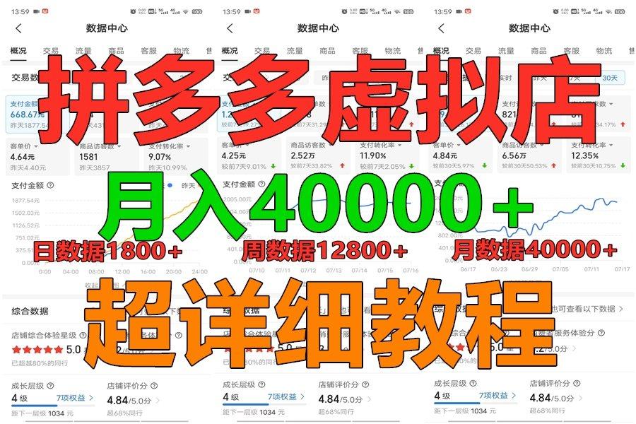 拼多多虚拟电商训练营月入40000+，全网最详细，你做你也行，暴利稳定长久-三月轻创
