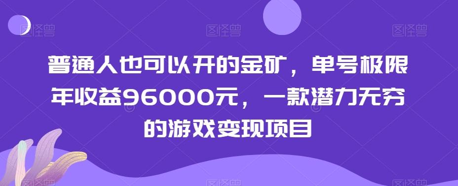 普通人也可以开的金矿，单号极限年收益96000元，一款潜力无穷的游戏变现项目【揭秘】-三月轻创