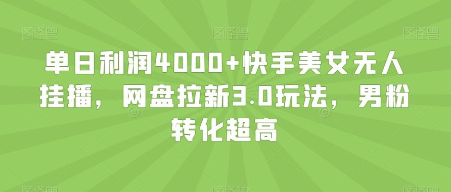单日利润4000+快手美女无人挂播，网盘拉新3.0玩法，男粉转化超高【揭秘】-三月轻创