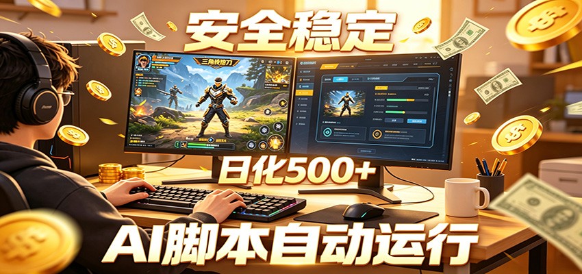 三角洲全自动挂机，AI脚本躺赚，日化500+-三月轻创