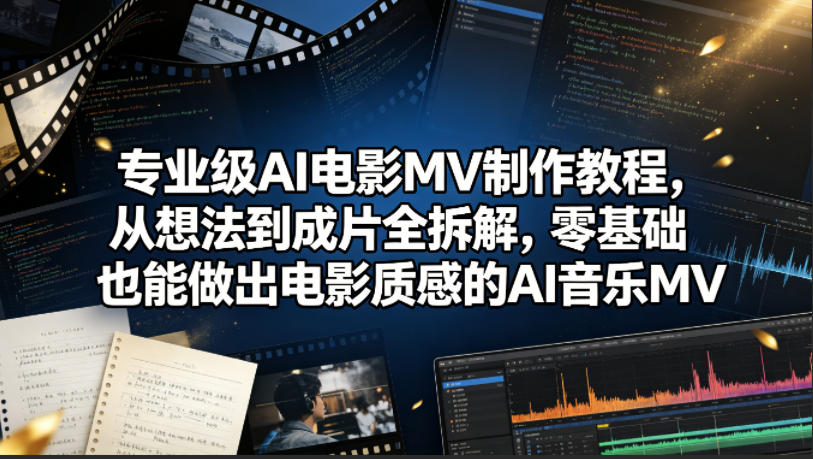 专业级AI电影MV制作教程，从想法到成片全拆解，零基础也能做出电影质感的AI音乐MV-三月轻创