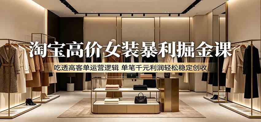淘宝高价女装暴利掘金课:吃透高客单运营逻辑,单笔千元利润轻松稳定创收-三月轻创