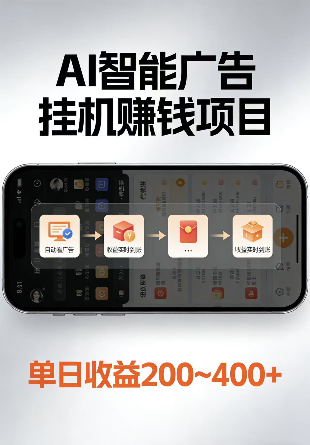 AI智能挂机看广告,每日稳定收益200-400+-三月轻创