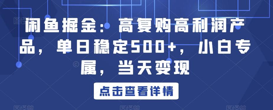 闲鱼掘金：高复购高利润产品，单日稳定500+，小白专属，当天变现-三月轻创