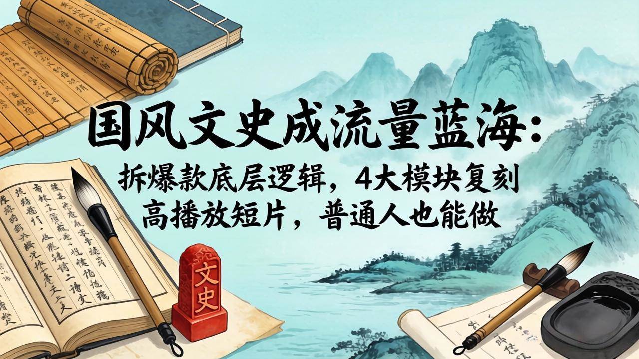 （18227期）国风文史成流量蓝海：拆爆款底层逻辑，4大模块复刻高播放短片，普通人也能做-三月轻创
