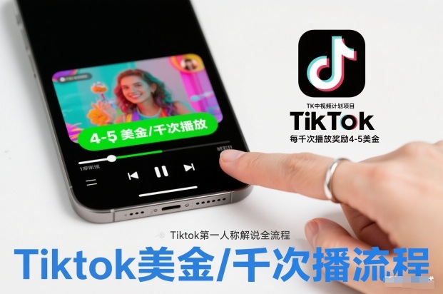 TK中视频计划项目，Tiktok第一人称解说流程，每干次播放奖励4-5美金-三月轻创