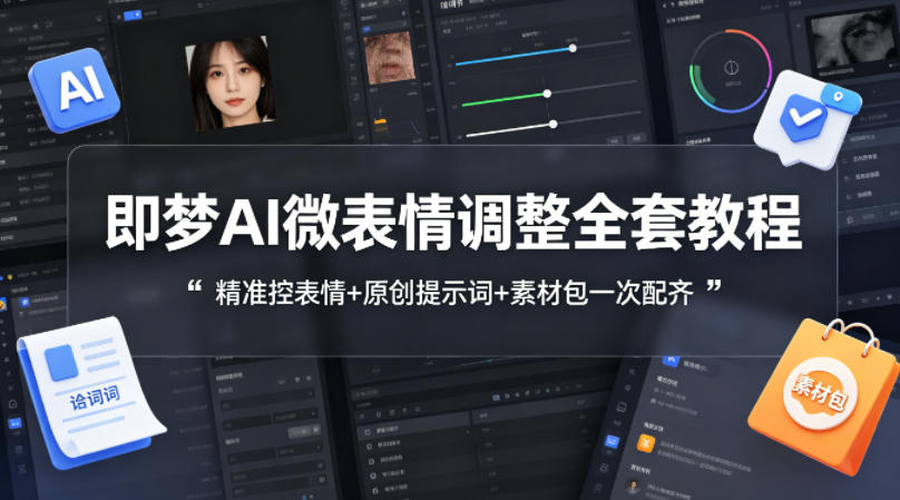 即梦AI微表情调整全套教程，精准控表情+原创提示词+素材包一次配齐-三月轻创