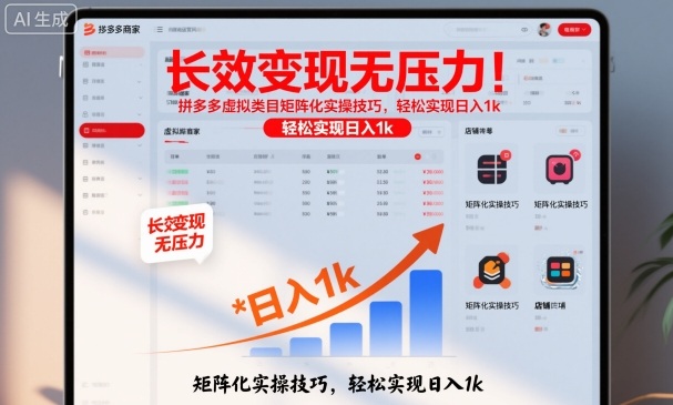 长效变现无压力！拼多多虚拟类目矩阵化实操技巧，轻松实现日入1k【揭秘】-三月轻创