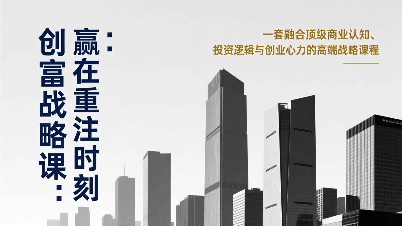 （17337期）《创富战略课：赢在重注时刻》一套融合顶级商业认知、投资逻辑与创业心力的高端战略课程-三月轻创