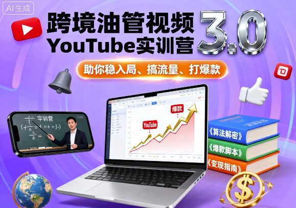 跨境油管视频YouTube实训营3.0，助你稳入局、搞流量、打爆款-三月轻创