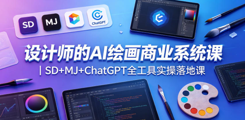 设计师的AI绘画商业系统课｜SD+MJ+ChatGPT全工具实操落地课-三月轻创