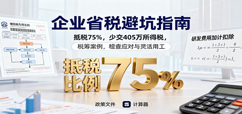 企业省税避坑指南：抵税75%，少交405万所得税，税筹案例，稽查应对与灵活用工-三月轻创