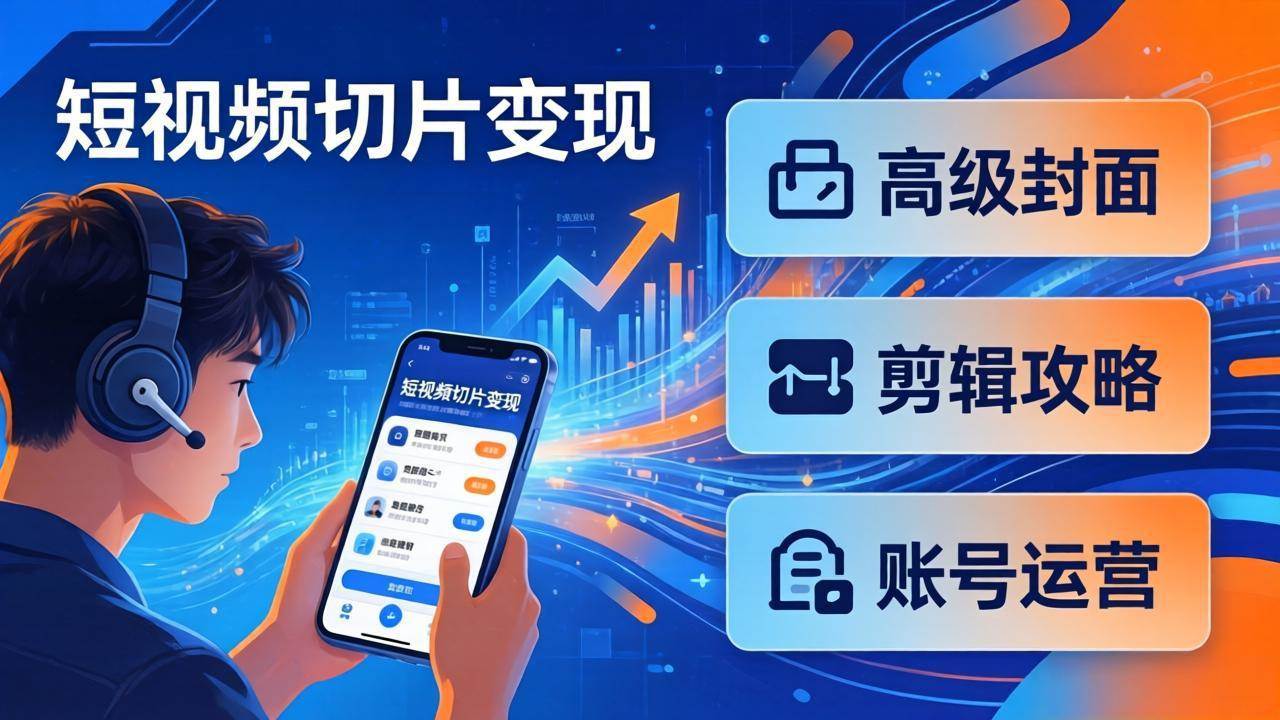 （17758期）短视频切片变现速成班2.0：高级封面+剪辑攻略+账号运营，0基础小白快速入局副业-三月轻创