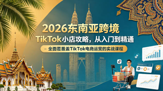 2026东南亚跨境TikTok小店攻略，从入门到精通、全面覆盖TikTok电商运营的实战课程（更新4月）-三月轻创