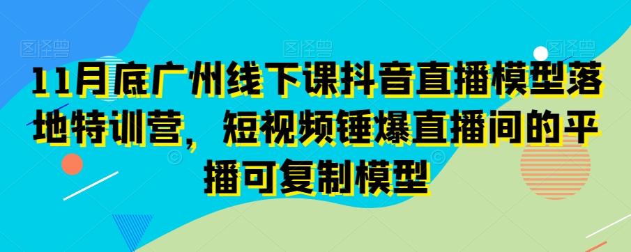 11月底广州线下课抖音直播模型落地特训营，短视频锤爆直播间的平播可复制模型-三月轻创