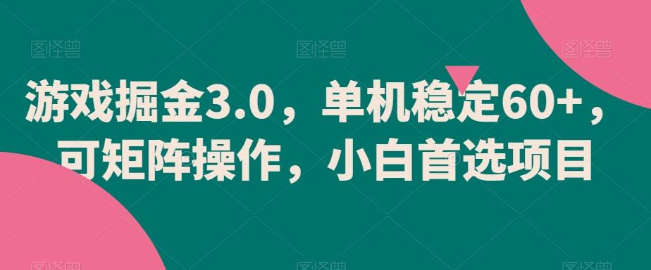游戏掘金3.0，单机稳定60+，可矩阵操作，小白首选项目【揭秘】-三月轻创