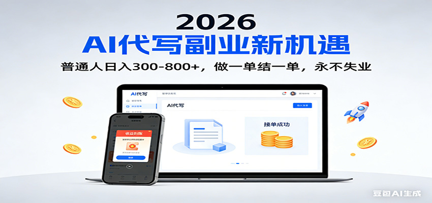 2026 副业首选！AI 代写日入 300-800，普通人0门槛，做一单结一单！-三月轻创