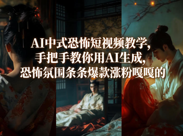 AI中式恐怖短视频教学，手把手教你用AI生成，恐怖氛围条条爆款涨粉嘎嘎的-三月轻创