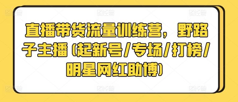 直播带货流量训练营，野路子主播(起新号/专场/打榜/明星网红助博)-三月轻创