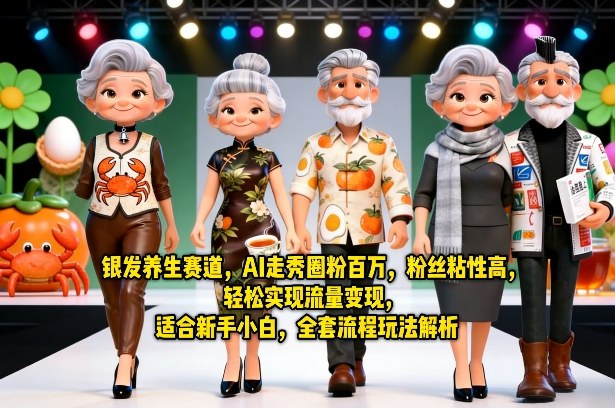 银发养生赛道,AI走秀圈粉百万,粉丝粘性高,轻松实现流量变现,适合新手小白,全套流程玩法解析-三月轻创