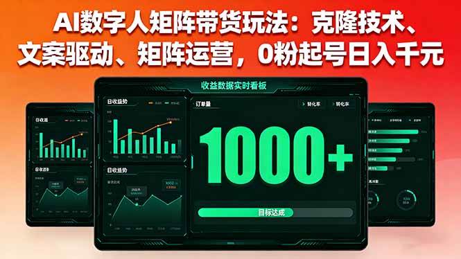 （16050期）AI数字人矩阵带货玩法：克隆技术、文案驱动、矩阵运营，0粉起号日入千元-三月轻创